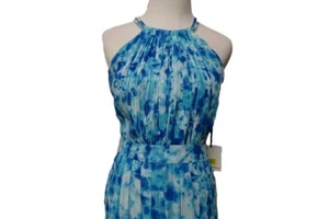 Calvin Klein Maxi Dress Blue Multi Dress New - Picture 1 of 6