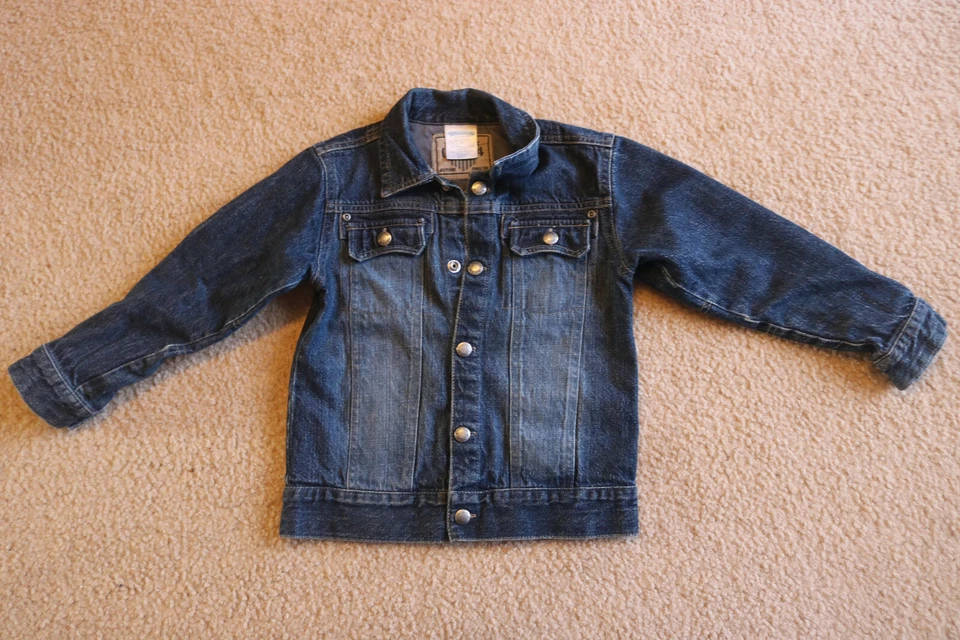 Chaqueta de mezclilla azul Toughskins para niña con botones delanteros 100 % algodón talla 4T Foto 1 de 4