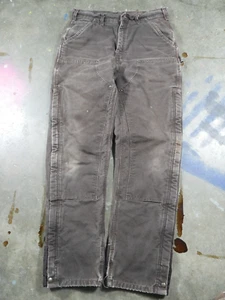Vintage Carhartt Double Knee Pants Fits 33x34 Zip Leg Insulated Distressed Lined - Picture 1 of 19