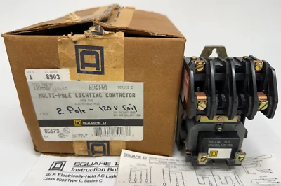 Square D 8903LO20V02 120V-Coil 2-Pole 30A Lighting Contactor Electrically Held - Image 1 of 4