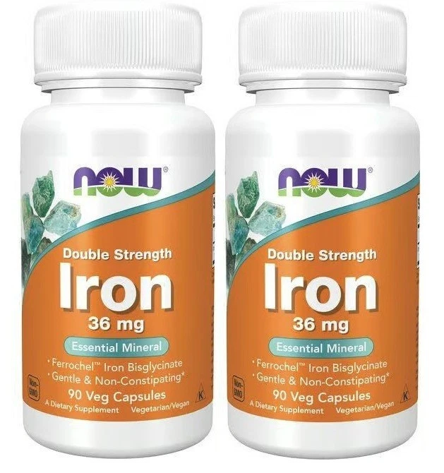 2x AHORA Bisglicinato de Hierro Doble Fuerza 90 Unidades Suave No Estreñicante Vegano Foto 1 de 1