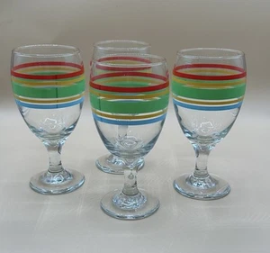Fiestaware Coordinates Striped Pastel Set of 4 Water Iced Tea Glass Goblets 16oz - Picture 1 of 7