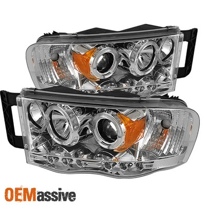 Fits 2002-05 Ram 1500 | 2003-05 Ram 2500 3500 Dual Halo Projector LED Headlights - Image 1 of 2
