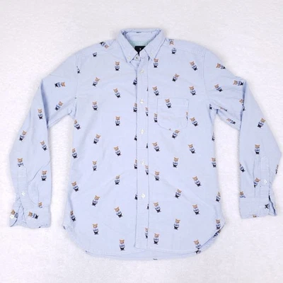Hawkings McGill Men’s Shirt XS Blue Fox Print Long Sleeve Button Front Cotton - Image 1 of 4