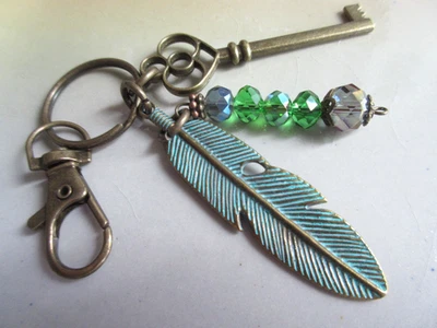 Cartera Joyería, Pluma y Steampunk Bronce Llavero, Tirador de Cremallera 6 Pulgadas Foto 1 de 4