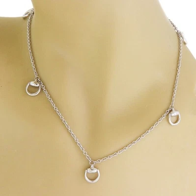 Collar de cadena Gucci de oro blanco de 18k grande con motivo de 6 mordidas de caballo Foto 1 de 4
