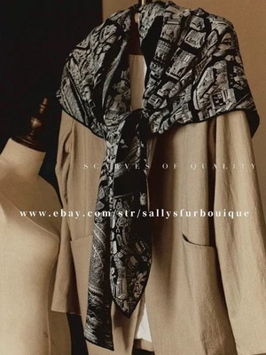 70% Cashmere & 30% Silk Wrap Scarf City Horse Print Double Face Square Shawl 53" - Image 1 of 4