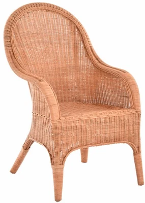 Rattansessel hohe Rückenlehne Rattan Rattanstuhl Breite Armlehnen Terracotta  - Bild 1 von 4