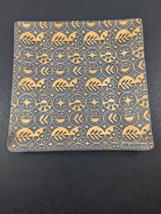 Vintage MCM Georges Briard Gold Leaf Square Celestial Glass Plate Tray 8" - Picture 1 of 8
