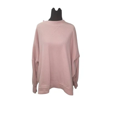 Sudadera Henley Aerie de Gran Tamaño Tejido Waffle Rosa Manga Larga Para Mujer’s Grande Foto 1 de 4