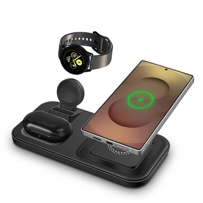 Estación de carga inalámbrica 3 en 1 para reloj Samsung Galaxy S25 Note20 8 Foto 1 de 4