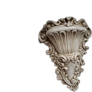 Jarrón de bolsillo de pared de cerámica italiana vintage de 13" diseño de pergamino ornamentado pintado a mano - Imagen 1 de 11