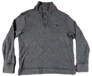 American Eagle Outfitters Pullover Herren M grau Henley Pulli Langarm Kragen - Bild 1 von 5