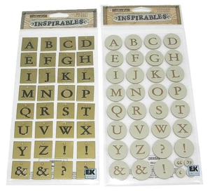 Lot of 2 Sticko Inspirables Dimensional LEATHER ALPHABE & METAL ALPHABET Sticker - Picture 1 of 1