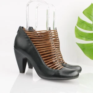 Miz Mooz Womens Sloane Pump Size 8.5 Dark Green Block Heel Strappy T-Strap Shoe - Picture 1 of 15
