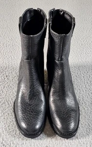 Vince Camuto Boots Womens Size 7.5 Black VC-Zeldina Block Heel Textured Zip - Picture 1 of 15