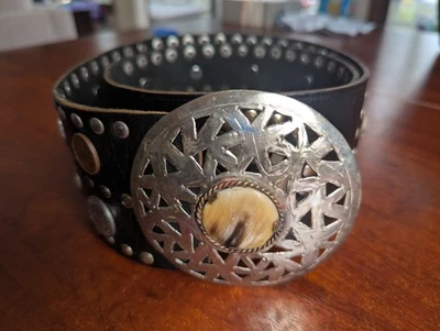 Винтажный Аргентина гаучо кожаный ремень монеты родео медальоны Western 3 «X 42 общий  - Изображение 1 из 4