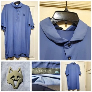 Greyson Polo Shirt Men 2XL Blue Golf Performance Wolf Logo Athletic Rolling Hill - Picture 1 of 16