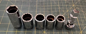 6 Lot Vintage Fleet 1/2" Drive Sockets (See Description) 🇺🇸 13/16, 11/16 More - Picture 1 of 2