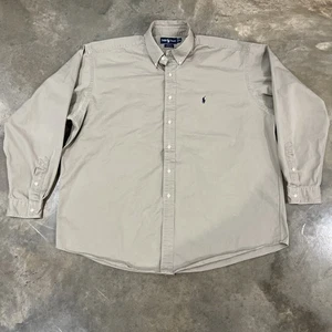 Camisa Polo Ralph Lauren Para Hombre Talla XXL Tostada Caqui Oxford L/S Blake Abotonada - Imagen 1 de 8