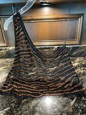 FREE PEOPLE One Shoulder Black Sequined Tank Top Cami Size Small