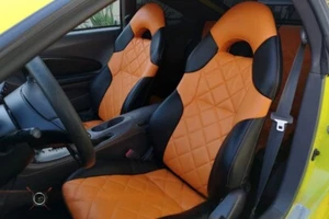 Toyota Celica T230 Synthetic Leather Seat Covers In Brown & Black (1999-2006) - Picture 1 of 2