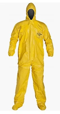 HAZMAT DuPont Tyvek Tychem QC122 Chemical HAZMAT Protective Safety Coverall Suit