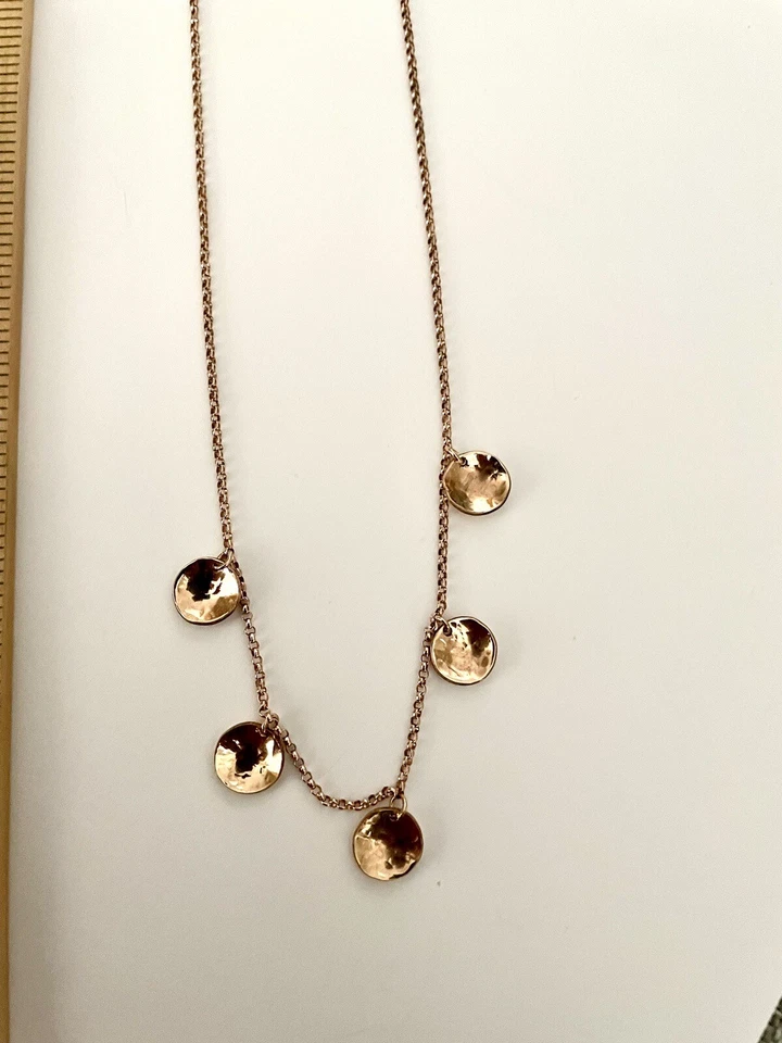 Collar de disco relleno de oro rosa de 14 K cadena Rolo  Foto 1 de 4