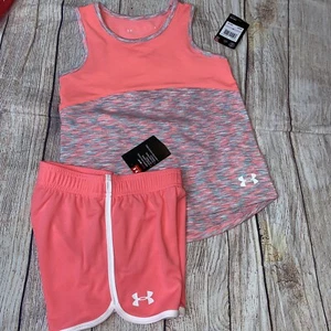 Under Armour 4 5 6 6x Eclectic Pink Tank Shorts Outfit Set NEW - Picture 1 of 1