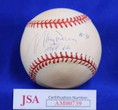 Maury Wills MVP 62 JSA Cert Autograph National League Signed Baseball - Image 1 of 2