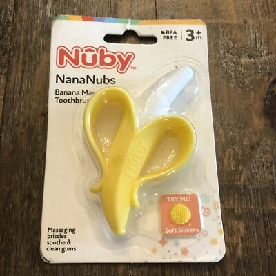 Nuby NanaNubs Baby Banana Teething Toothbrush 3+ Months BPA Free - Image 1 of 2