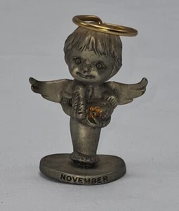 Genuine Fine Pewter Li'l Angels Cathedral November Birth Stone Angel Gold Halo - Picture 1 of 3