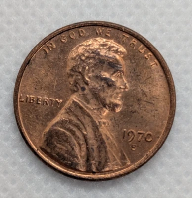 1970 S Lincoln Memorial Cent F VF Mint Error RPM Floating Roof No F in FG Penny - Image 1 of 4