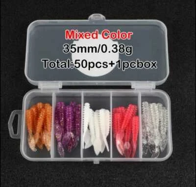 50 Stk  weicher Gummiköder Raubfisch Angeln Mix Softbait Jig UV 35mm/0,38g - Bild 1 von 3