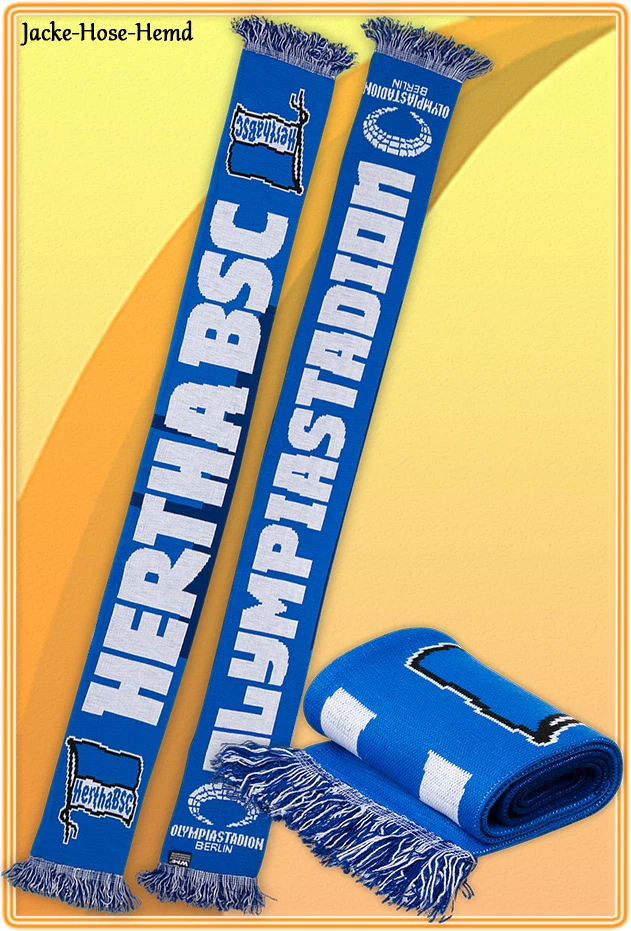 MARKENLOS Hertha BSC Berlin Blau Weiss Schal Fanschal Olympiastadion Logo Fahne NEU