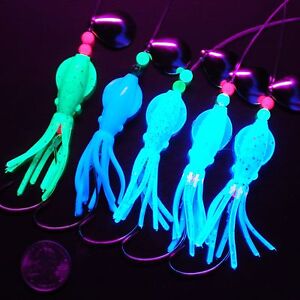 FLUKE FLOUNDER ULTRAVIOLET B2 SQUID FISHING RIGS LURES MUSTAD BASS (FREE LURES) 