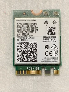CARTE WIFI INTEL 8265NGW DOUBLE BANDE SANS FIL-AC 8265 PCI-E M.2 WLAN BT 4,2 - Photo 1/2