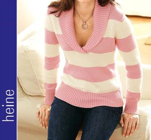 NEU BRAUN WEISS PULLOVER BLOCKSTREIFEN COTTON made in AFRICA GR.46 HEINE *003507 - Bild 1 von 3