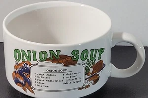 Vintage Onion Soup Recipe Bowl with Handle – Ceramic Retro Kitchenware - Picture 1 of 9