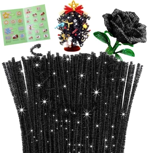 100 Pieces Pipe Cleaners Chenille Stem, Glitter Laser Color Pipe Cleaners Craft, - Picture 1 of 29