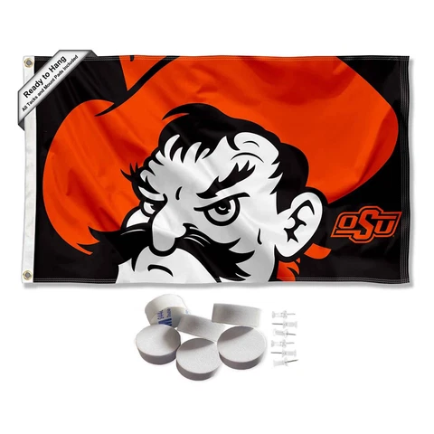 Oklahoma State Cowboys Pistol Pete Mascot Large Logo Tapestry Banner Cover