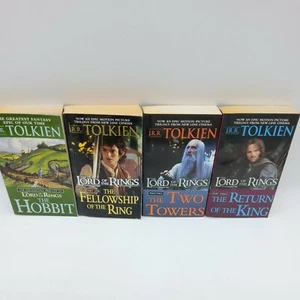J.R.R. Tolkien 4 Book Set The Hobbit, Lord Of The Rings Del Rey Fantasy - Picture 1 of 10