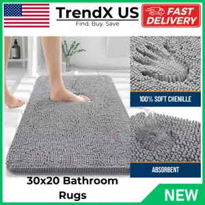Badteppiche 30x20 extra weich saugfähig Chenille Bad Gummirücken schnelltrocknend - Bild 1 von 12