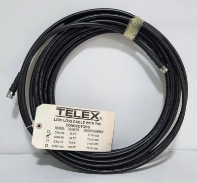 Telex CXU-50 50ft Low Loss Coaxial Antenna Cable w/ TNC Connector F.01U.118.164 - Image 1 of 4
