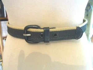 CEINTURE 03 VINTAGE 80 FEMME TISSU & CORDE T70 / LADY BLACK&BEIGE BELT VTGE 80 - Imagen 1 de 3