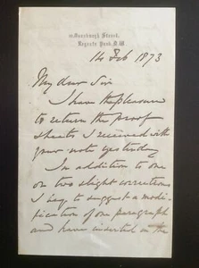 1873 handgeschriebener & signierter Brief JOHN HENRY FOLEY bekannter irischer Bildhauer - Bild 1 von 3