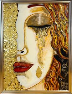 Stained glass panel Gustav Klimt Golden tears ORIGINAL HANDMADE WALL ART