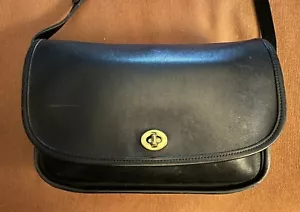 COACH City Bag 9790 Vtg Black Leather Crossbody Purse Handbag Leather Hang Tag - Picture 1 of 17
