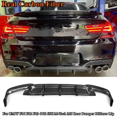 Labio difusor parachoques trasero carbono real para BMW F06 F12 F13 640i 650i M-Tech M6 EE. UU. Foto 1 de 4