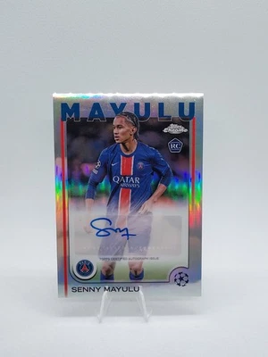 2024-25 Topps Chrome UEFA Senny Mayulu RC Rookie Auto Refractor Psg Card - Image 1 of 2